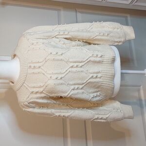 Marled Cream Sweater Pearl Adorned Sz Large NWT